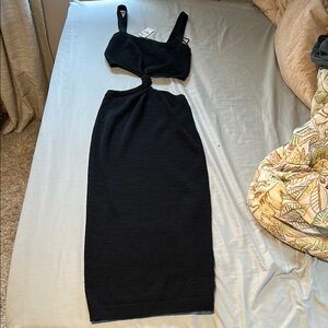 Black Knit Two-Piece Dress Set